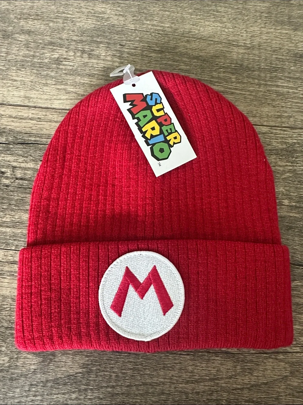 Nintendo Red Super Mario Knit Beanie with Embroidered M Patch